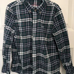 Vineyard Vines Kids Plaid Shirt - Green, Blue, and White